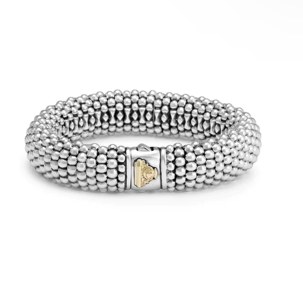 LAGOS Signature Caviar Bracelet in Silver, 15 mm, Size M